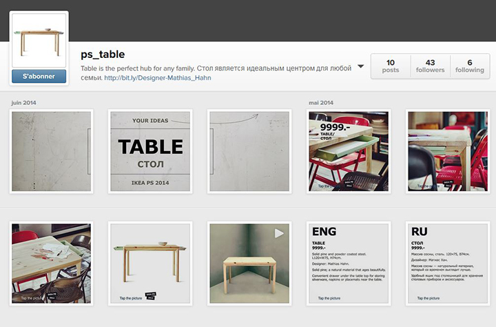 tables ikea page - Comment les marques utilisent Instagram : le web de l'image ?