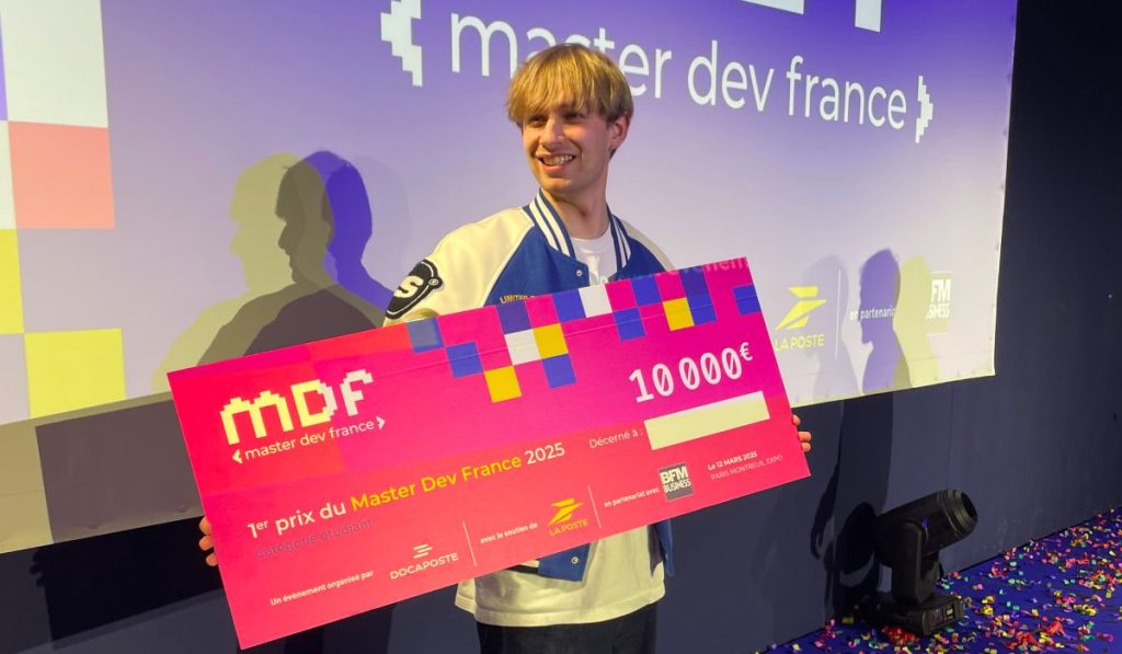 MasterDev France 2025 Lead developpeur fullstack Lucas BELLIER 1024x597 - Lucas Bellier, promo 2025, sacré meilleur développeur au Master Dev France 2025 !